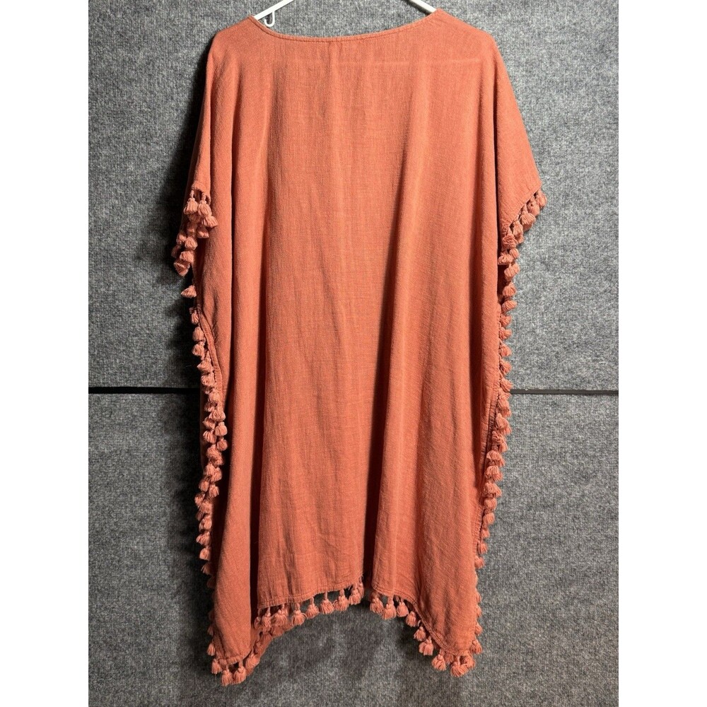 Pomander Place Y18712T XL XXL Rust Orange Tassel Caftan Swim Cover Up Boho - Picture 4 of 6